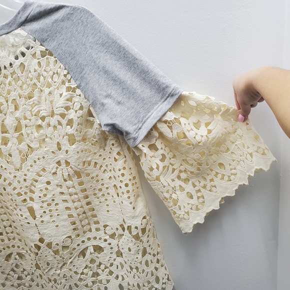 Crochet Raglan Top Boho Boutique Casual Meets Chic Size M - EUC! Boho A… - Picture 10 of 15